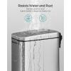 imageSONGMICS Bathroom Trash Can 13 Gallon 5 L Small Trash Bin with Lid Slim for Small Spaces Stainless Steel Garbage Can Soft Close White ULTB560W05Silver