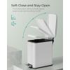 imageSONGMICS Bathroom Trash Can 13 Gallon 5 L Small Trash Bin with Lid Slim for Small Spaces Stainless Steel Garbage Can Soft Close White ULTB560W05White