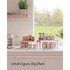 imageSONGMICS Cabinet Organizer Shelf Set of 2 Kitchen Counter Shelves Kitchen Storage Spice Rack Stackable Expandable Metal and Engineered Wood Ink Black and Natural Beige UKCS02NBJelly Pink