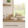 imageSONGMICS Cabinet Organizer Shelf Set of 2 Kitchen Counter Shelves Kitchen Storage Spice Rack Stackable Expandable Metal and Engineered Wood Ink Black and Natural Beige UKCS02NBTravertine Beige  Cream White
