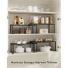 imageSONGMICS Cabinet Organizer Shelf Set of 2 Kitchen Counter Shelves Kitchen Storage Spice Rack Stackable Expandable Metal and Engineered Wood Ink Black and Natural Beige UKCS02NBInk Black  Charcoal Black