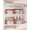 imageSONGMICS Cabinet Organizer Shelf Set of 2 Kitchen Counter Shelves Kitchen Storage Spice Rack Stackable Expandable Metal and Engineered Wood Ink Black and Natural Beige UKCS02NBMandarin Red