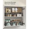 imageSONGMICS Cabinet Organizer Shelf Set of 4 Kitchen Counter Shelves Kitchen Storage Spice Rack Stackable Expandable Metal and Engineered Wood Cloud White and Natural Beige UKCS010N01Ink Black  Heather Greige