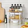 imageSONGMICS Cabinet Organizer Shelf Set of 4 Kitchen Counter Shelves Kitchen Storage Spice Rack Stackable Expandable Metal and Engineered Wood Cloud White and Natural Beige UKCS010N01Cloud White  Natural Beige
