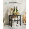 imageSONGMICS Cabinet Organizer Shelf Set of 4 Kitchen Counter Shelves Kitchen Storage Spice Rack Stackable Expandable Metal and Engineered Wood Cloud White and Natural Beige UKCS010N01Ink Black  Ebony Black