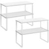 imageSONGMICS Cabinet Organizer Shelf Set of 4 Kitchen Counter Shelves Kitchen Storage Spice Rack Stackable Expandable Metal and Engineered Wood Cloud White and Natural Beige UKCS010N01Cloud White  Snow White