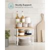 imageSONGMICS Cabinet Organizer Shelf Set of 4 Kitchen Counter Shelves Kitchen Storage Spice Rack Stackable Expandable Metal and Engineered Wood Cloud White and Natural Beige UKCS010N01Cloud White  Natural Beige