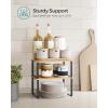 imageSONGMICS Cabinet Organizer Shelf Set of 4 Kitchen Counter Shelves Kitchen Storage Spice Rack Stackable Expandable Metal and Engineered Wood Cloud White and Natural Beige UKCS010N01Ink Black  Natural Beige