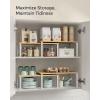 imageSONGMICS Cabinet Organizer Shelf Set of 4 Kitchen Counter Shelves Kitchen Storage Spice Rack Stackable Expandable Metal and Engineered Wood Cloud White and Natural Beige UKCS010N01Cloud White  Natural Beige