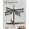 imageSONGMICS Clothes Drying Rack 59Inch Folding Laundry Drying Rack with 3 Rotatable Arms for Hangers 4 Legs Stainless Steel for 27 Pieces of Clothes White and Silver ULLR510W01Black