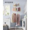imageSONGMICS Clothes Drying Rack 59Inch Folding Laundry Drying Rack with 3 Rotatable Arms for Hangers 4 Legs Stainless Steel for 27 Pieces of Clothes White and Silver ULLR510W01White  Silver