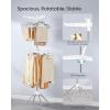 imageSONGMICS Clothes Drying Rack 59Inch Folding Laundry Drying Rack with 3 Rotatable Arms for Hangers 4 Legs Stainless Steel for 27 Pieces of Clothes White and Silver ULLR510W01White  Silver