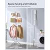 imageSONGMICS Clothes Drying Rack 59Inch Folding Laundry Drying Rack with 3 Rotatable Arms for Hangers 4 Legs Stainless Steel for 27 Pieces of Clothes White and Silver ULLR510W01White  Silver