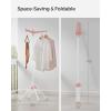 imageSONGMICS Clothes Drying Rack 59Inch Folding Laundry Drying Rack with 3 Rotatable Arms for Hangers 4 Legs Stainless Steel for 27 Pieces of Clothes White and Silver ULLR510W01Pink  White