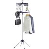 imageSONGMICS Clothes Drying Rack 59Inch Folding Laundry Drying Rack with 3 Rotatable Arms for Hangers 4 Legs Stainless Steel for 27 Pieces of Clothes White and Silver ULLR510W01Blue  Silver
