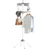 imageSONGMICS Clothes Drying Rack 59Inch Folding Laundry Drying Rack with 3 Rotatable Arms for Hangers 4 Legs Stainless Steel for 27 Pieces of Clothes White and Silver ULLR510W01Gray  White