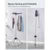 imageSONGMICS Clothes Drying Rack 59Inch Folding Laundry Drying Rack with 3 Rotatable Arms for Hangers 4 Legs Stainless Steel for 27 Pieces of Clothes White and Silver ULLR510W01Blue  Silver