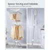 imageSONGMICS Clothes Drying Rack 59Inch Folding Laundry Drying Rack with 3 Rotatable Arms for Hangers 4 Legs Stainless Steel for 27 Pieces of Clothes White and Silver ULLR510W01White  Silver