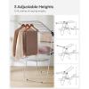 imageSONGMICS Clothes Drying Rack Foldable 2Level Laundry Drying Rack FreeStanding Laundry Airer with HeightAdjustable Wings 33 Drying Rails Sock Clips Silver and Blue ULLR53BUV1Silver  Blue