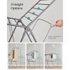 imageSONGMICS Clothes Drying Rack Foldable 2Level Laundry Drying Rack FreeStanding Laundry Airer with HeightAdjustable Wings 33 Drying Rails Sock Clips Silver and Blue ULLR53BUV1White  Gray