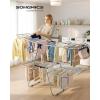 imageSONGMICS Clothes Drying Rack Foldable 2Level Laundry Drying Rack FreeStanding Laundry Airer with HeightAdjustable Wings 33 Drying Rails Sock Clips Silver and Blue ULLR53BUV1Silver  Blue