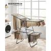 imageSONGMICS Clothes Drying Rack Foldable 2Level Laundry Drying Rack FreeStanding Laundry Airer with HeightAdjustable Wings 33 Drying Rails Sock Clips Silver and Blue ULLR53BUV1Black