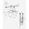 imageSONGMICS Clothes Drying Rack Foldable 2Level Laundry Drying Rack FreeStanding Laundry Airer with HeightAdjustable Wings 33 Drying Rails Sock Clips Silver and Blue ULLR53BUV1Silver  Blue