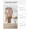 imageSONGMICS Clothes Drying Rack Foldable 2Level Laundry Drying Rack FreeStanding Laundry Airer with HeightAdjustable Wings 33 Drying Rails Sock Clips Silver and Blue ULLR53BUV1Silve  White