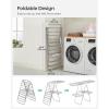 imageSONGMICS Clothes Drying Rack Foldable 2Level Laundry Drying Rack FreeStanding Laundry Airer with HeightAdjustable Wings 33 Drying Rails Sock Clips Silver and Blue ULLR53BUV1Silve  White