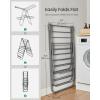 imageSONGMICS Clothes Drying Rack Foldable 2Level Laundry Drying Rack FreeStanding Laundry Airer with HeightAdjustable Wings 33 Drying Rails Sock Clips Silver and Blue ULLR53BUV1White  Gray