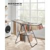 imageSONGMICS Clothes Drying Rack with Sock Clips Metal Laundry Rack Foldable SpaceSaving FreeStanding Airer with 2 HeightAdjustable Gullwings Indoor Outdoor Use Silver and White ULLR052W01Black