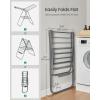 imageSONGMICS Clothes Drying Rack with Sock Clips Metal Laundry Rack Foldable SpaceSaving FreeStanding Airer with 2 HeightAdjustable Gullwings Indoor Outdoor Use Silver and White ULLR052W01Gray