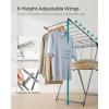 imageSONGMICS Clothes Drying Rack with Sock Clips Metal Laundry Rack Foldable SpaceSaving FreeStanding Airer with 2 HeightAdjustable Gullwings Indoor Outdoor Use Silver and White ULLR052W01Gray