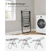 imageSONGMICS Clothes Drying Rack with Sock Clips Metal Laundry Rack Foldable SpaceSaving FreeStanding Airer with 2 HeightAdjustable Gullwings Indoor Outdoor Use Silver and White ULLR052W01Black