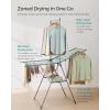 imageSONGMICS Clothes Drying Rack with Sock Clips Metal Laundry Rack Foldable SpaceSaving FreeStanding Airer with 2 HeightAdjustable Gullwings Indoor Outdoor Use Silver and White ULLR052W01Gray