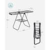 imageSONGMICS Clothes Drying Rack with Sock Clips Metal Laundry Rack Foldable SpaceSaving FreeStanding Airer with 2 HeightAdjustable Gullwings Indoor Outdoor Use Silver and White ULLR052W01Black