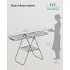 imageSONGMICS Clothes Drying Rack with Sock Clips Metal Laundry Rack Foldable SpaceSaving FreeStanding Airer with 2 HeightAdjustable Gullwings Indoor Outdoor Use Silver and White ULLR052W01Gray