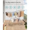 imageSONGMICS Clothes Drying Rack with Sock Clips Metal Laundry Rack Foldable SpaceSaving FreeStanding Airer with 2 HeightAdjustable Gullwings Indoor Outdoor Use Silver and White ULLR052W01Gray