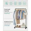 imageSONGMICS Clothes Rack with Wheels Clothing Rack for Hanging Clothes 254 mm Metal Garment Rack with Dense Mesh Storage Shelf 110 lb Load Capacity 2 Brakes Black UHSR25BKBlack