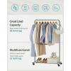imageSONGMICS Clothes Rack with Wheels Clothing Rack for Hanging Clothes 254 mm Metal Garment Rack with Dense Mesh Storage Shelf 110 lb Load Capacity 2 Brakes Black UHSR25BKGray