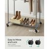 imageSONGMICS Clothes Rack with Wheels Clothing Rack for Hanging Clothes 254 mm Metal Garment Rack with Dense Mesh Storage Shelf 110 lb Load Capacity 2 Brakes Black UHSR25BKGrey