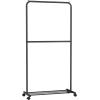 imageSONGMICS Clothes Rack with Wheels Clothing Rack for Hanging Clothes 254 mm Metal Garment Rack with Dense Mesh Storage Shelf 110 lb Load Capacity 2 Brakes Black UHSR25BKBlack