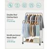 imageSONGMICS Clothes Rack with Wheels Clothing Rack for Hanging Clothes 254 mm Metal Garment Rack with Dense Mesh Storage Shelf 110 lb Load Capacity 2 Brakes Black UHSR25BKGrey