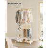 imageSONGMICS Clothes Rack with Wheels Clothing Rack for Hanging Clothes 254 mm Metal Garment Rack with Dense Mesh Storage Shelf 110 lb Load Capacity 2 Brakes Black UHSR25BKWhite