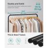 imageSONGMICS Clothes Rack with Wheels Clothing Rack for Hanging Clothes 254 mm Metal Garment Rack with Dense Mesh Storage Shelf 110 lb Load Capacity 2 Brakes Black UHSR25BKBlack