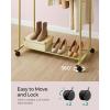 imageSONGMICS Clothes Rack with Wheels Clothing Rack for Hanging Clothes 254 mm Metal Garment Rack with Dense Mesh Storage Shelf 110 lb Load Capacity 2 Brakes Black UHSR25BKGold