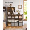 imageSONGMICS Cube Storage Organizer Set of 16 Plastic Cubes Book Shelf Closet Organizers and Storage Room Organization Bedroom Living Room 122 x 484 x 484 Inches White ULPC44LRustic Brown