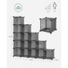 imageSONGMICS Cube Storage Organizer Set of 16 Plastic Cubes Book Shelf Closet Organizers and Storage Room Organization Bedroom Living Room 122 x 484 x 484 Inches White ULPC44LGrey