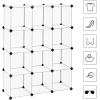 imageSONGMICS Cube Storage Organizer Set of 16 Plastic Cubes Book Shelf Closet Organizers and Storage Room Organization Bedroom Living Room 122 x 484 x 484 Inches White ULPC44LWhite