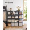 imageSONGMICS Cube Storage Organizer Set of 16 Plastic Cubes Book Shelf Closet Organizers and Storage Room Organization Bedroom Living Room 122 x 484 x 484 Inches White ULPC44LGrey